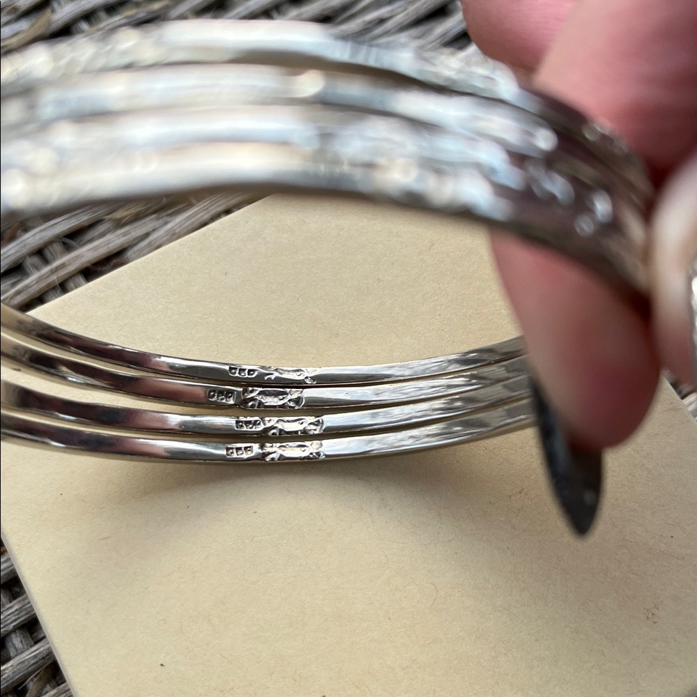 sterling silver bangle set of 4 - Picture 4 of 7